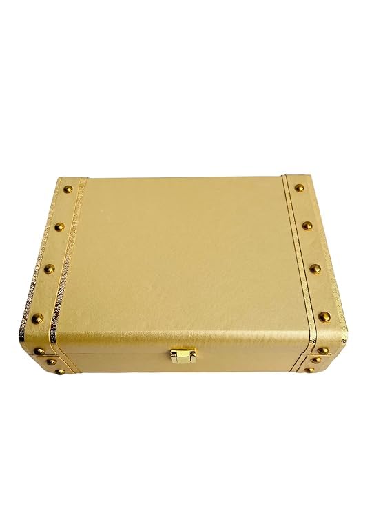 31n3Mft8CDL.jpg Jewelry Box Organizer for Women ?Luxury Storage Box , Lockable Display Case for Rings, Necklaces, Watches & Accessories Availabel in Black, Red,Pink,Golde ,White (Golden) - Image 1