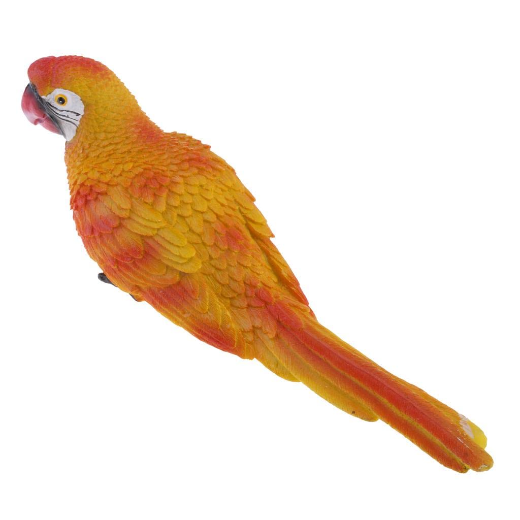 AA1.jpg Tropical Macaw Parrot Wall Statue/Hanging Figurine - Vibrant Orange & Yellow Resin Sculpture - Exotic Bird Decor for Garden, Patio or Home - Image 1