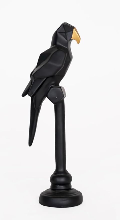 Z1.jpeg Resin Figurine Parrot Showpiece for Home Office D?or Sculpture Decorative Items (Black) - Image 1